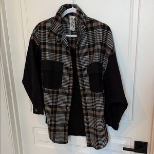 Sadie & Sage Black and Brown Plaid Utility Jacket
